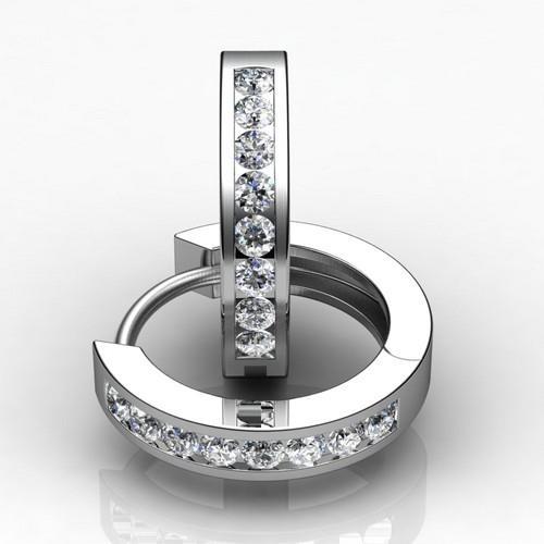 1.9 Ct Round Channel Set Real Diamond Hoop Earring