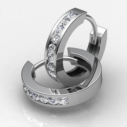 1.9 Ct Round Channel Set Real Diamond Hoop Earring