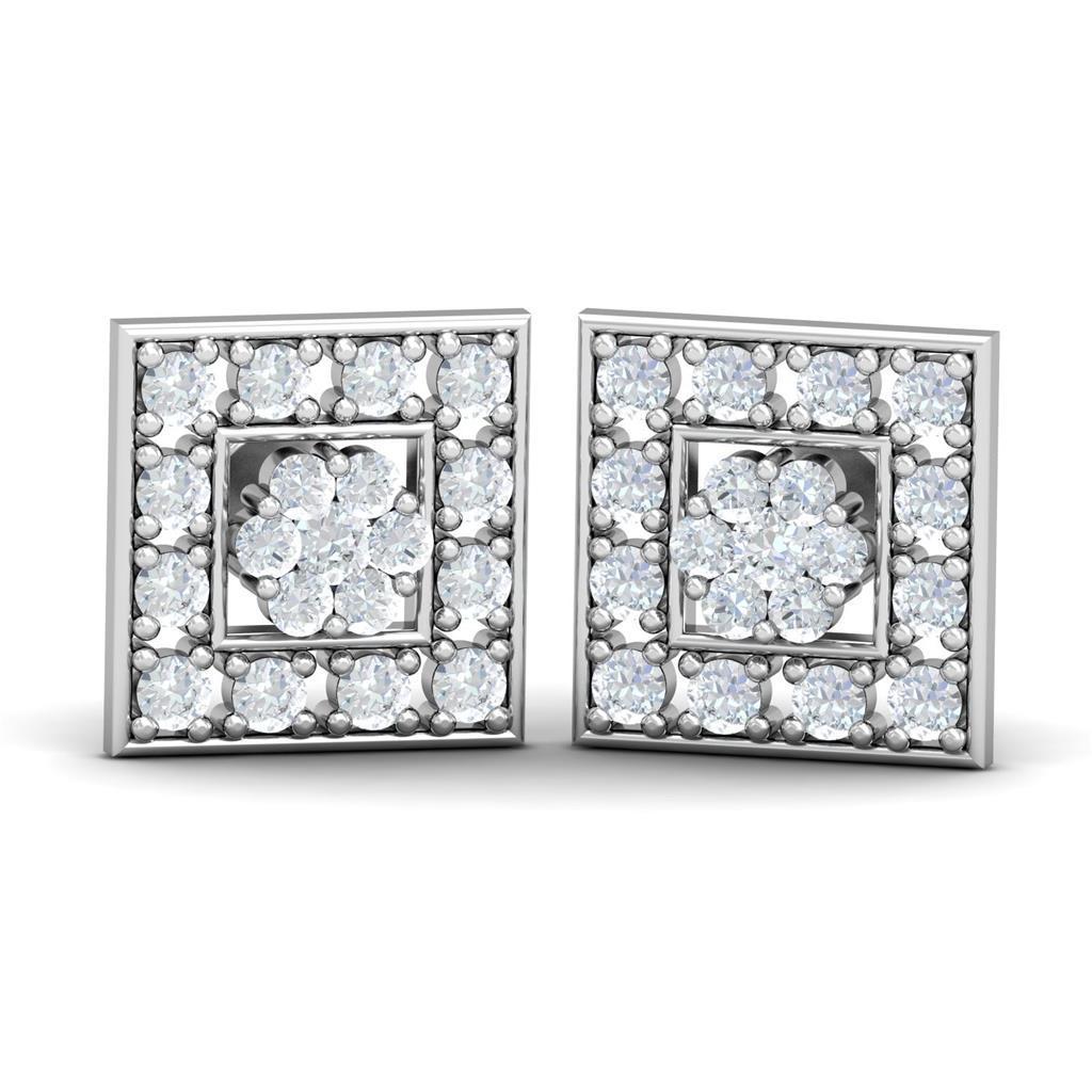 1.9 Ct Round Cut Genuine Diamond Stud Halo Earring White Gold