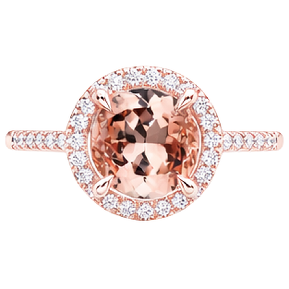 10.10 Ct Morganite Halo Natural Earth Mined Diamond ( Not Lab Grown ) Ring Rose Gold 14K