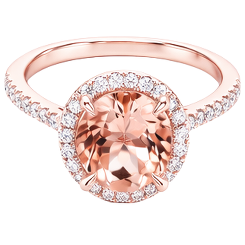 10.10 Ct Morganite Halo Natural Earth Mined Diamond ( Not Lab Grown ) Ring Rose Gold 14K