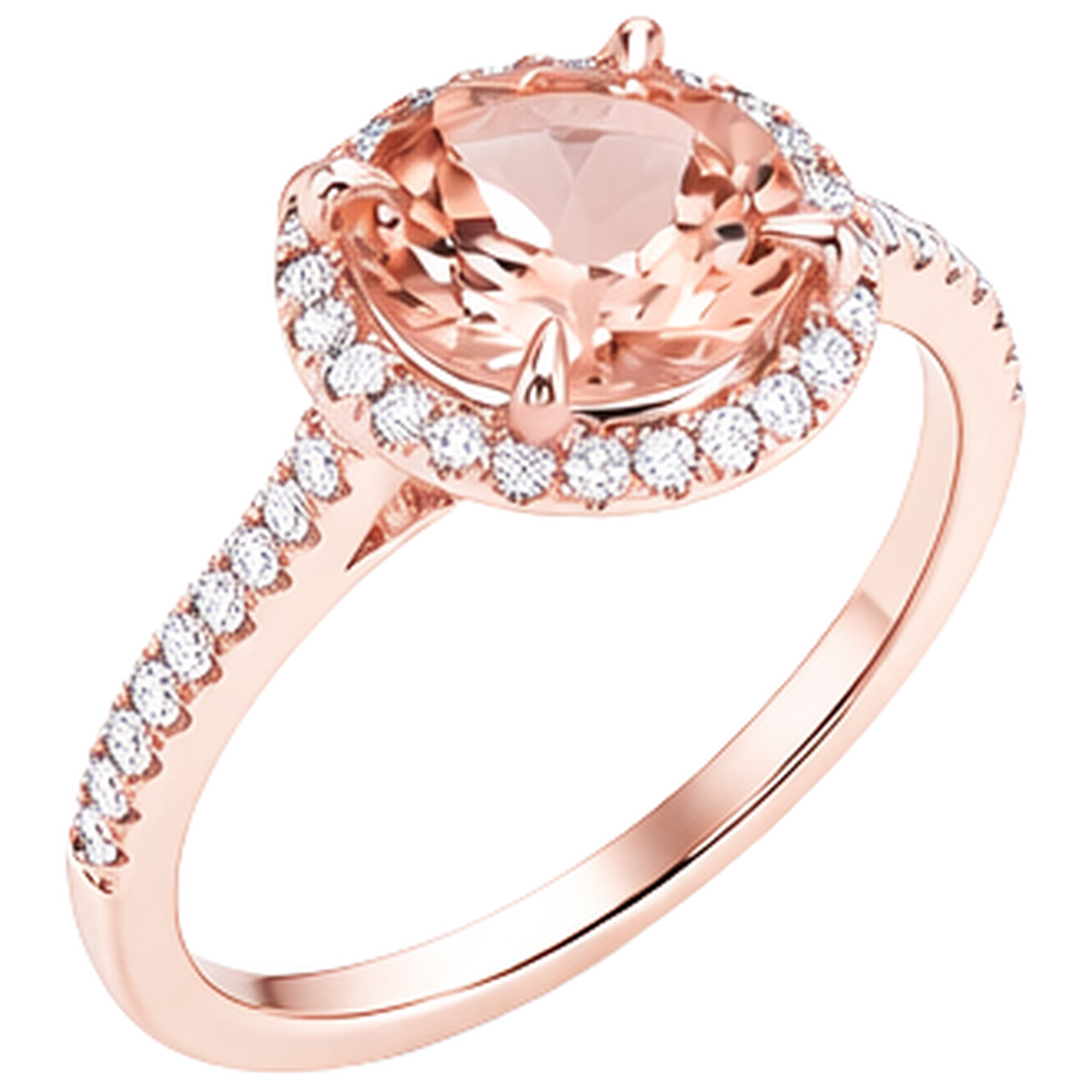 10.10 Ct Morganite Halo Natural Earth Mined Diamond ( Not Lab Grown ) Ring Rose Gold 14K