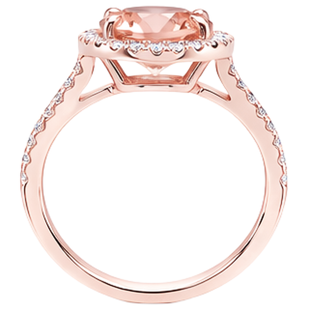 10.10 Ct Morganite Halo Natural Earth Mined Diamond ( Not Lab Grown ) Ring Rose Gold 14K