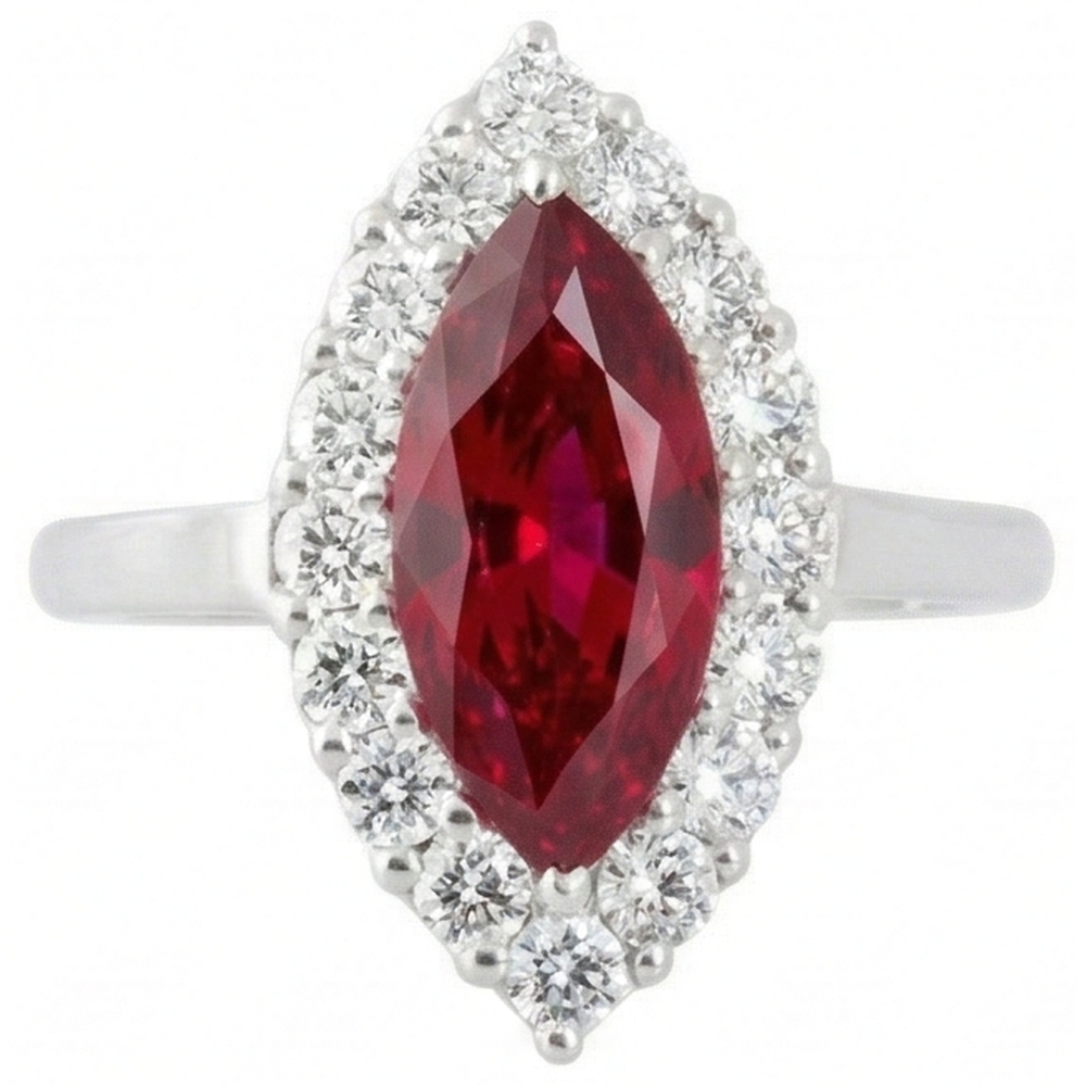 10.50 Carats Natural Earth Mined Diamond ( Not Lab Grown ) With Red Ruby Gemstone Ring White Gold 14K