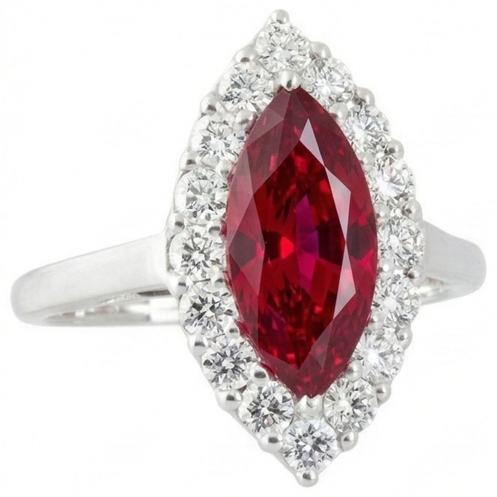 10.50 Carats Natural Earth Mined Diamond ( Not Lab Grown ) With Red Ruby Gemstone Ring White Gold 14K