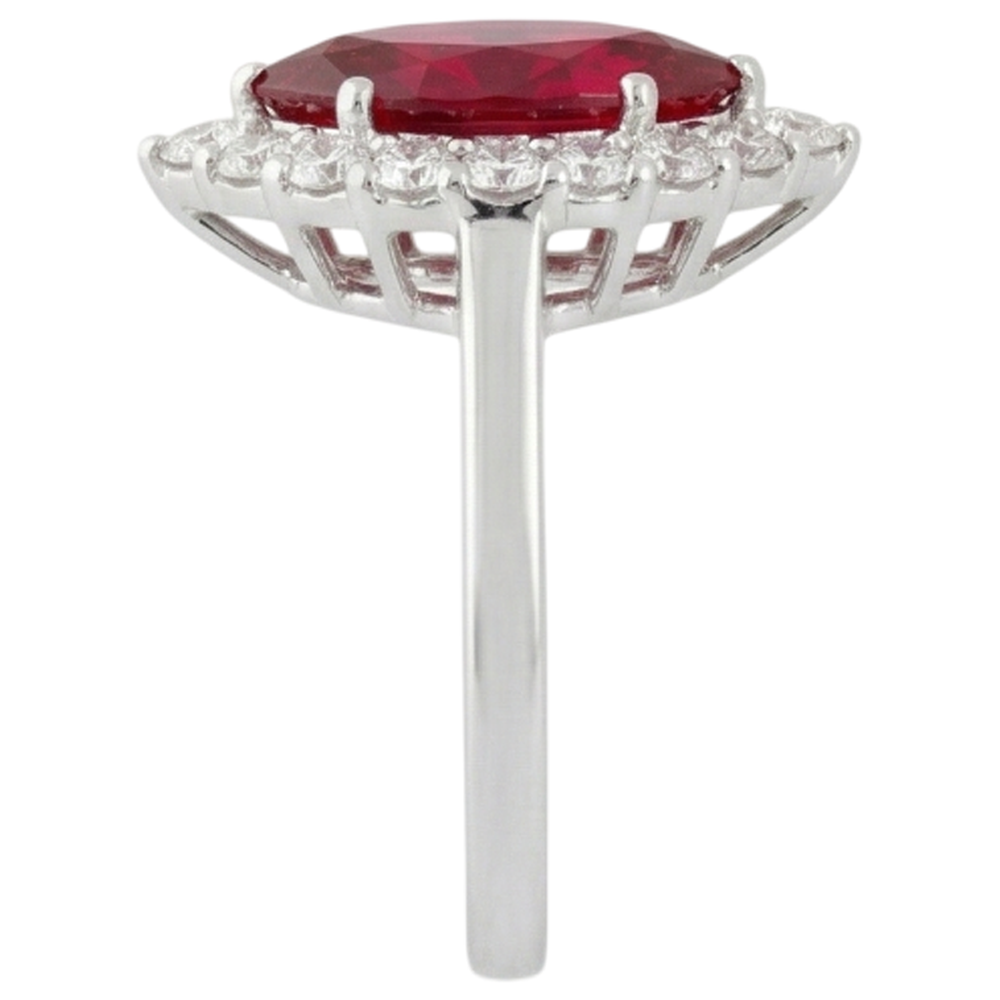 10.50 Carats Natural Earth Mined Diamond ( Not Lab Grown ) With Red Ruby Gemstone Ring White Gold 14K
