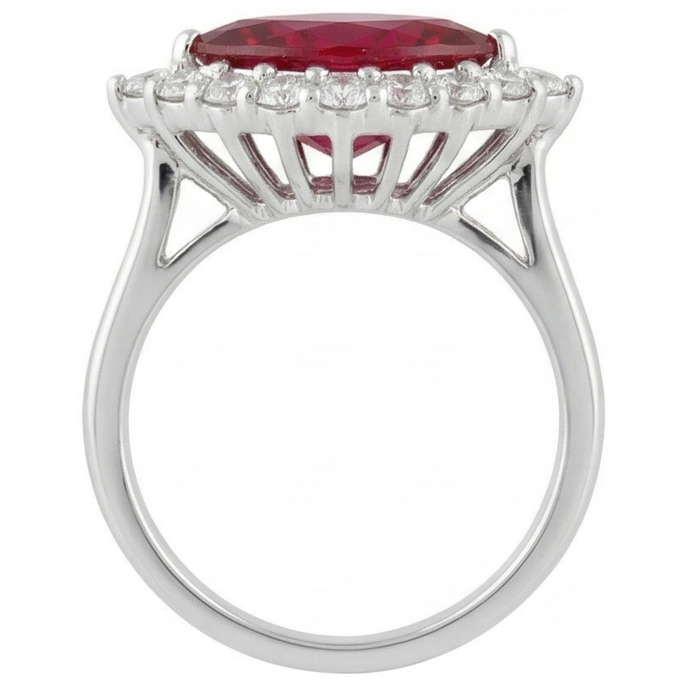 10.50 Carats Natural Earth Mined Diamond ( Not Lab Grown ) With Red Ruby Gemstone Ring White Gold 14K