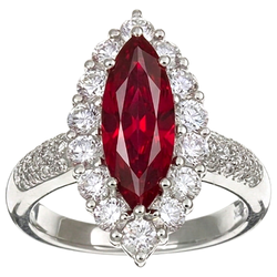 10.50 Ct Red Ruby Marquise Cut With Natural Earth Mined Diamond ( Not Lab Grown ) Ring White Gold 14K