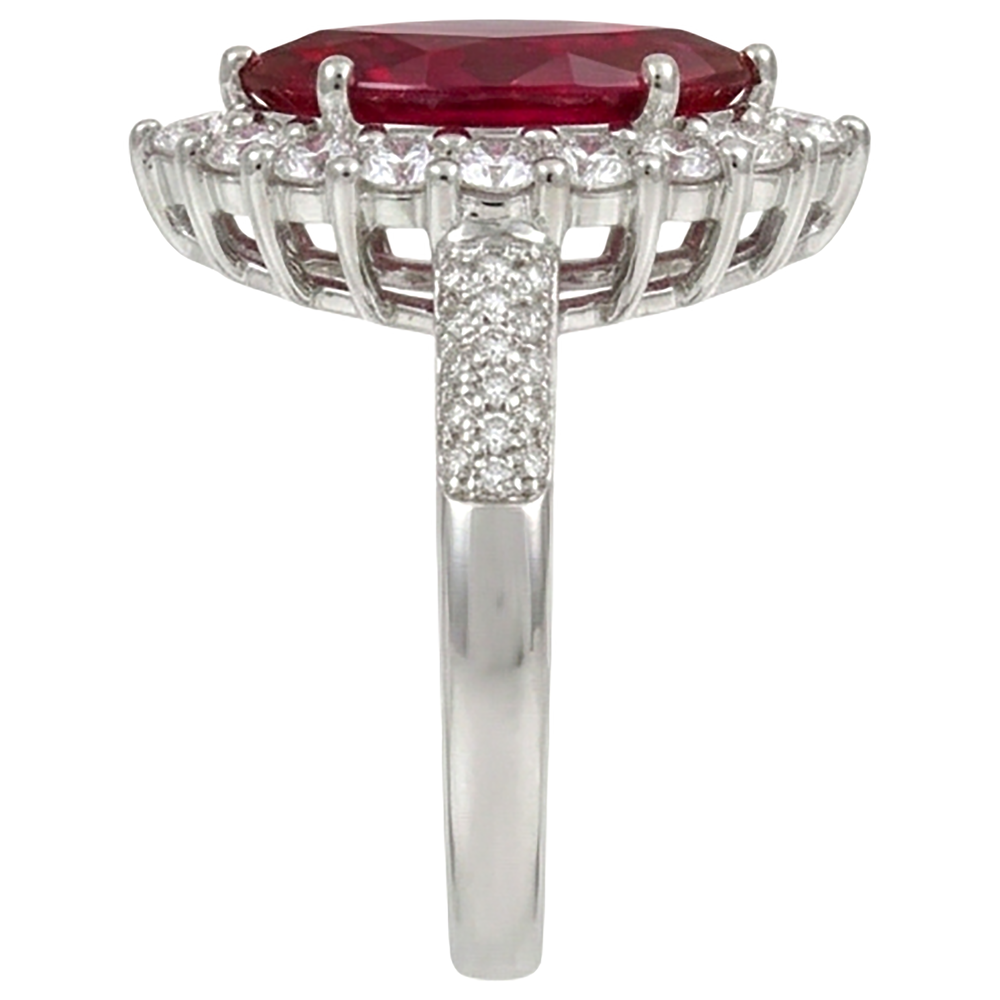 10.50 Ct Red Ruby Marquise Cut With Natural Earth Mined Diamond ( Not Lab Grown ) Ring White Gold 14K