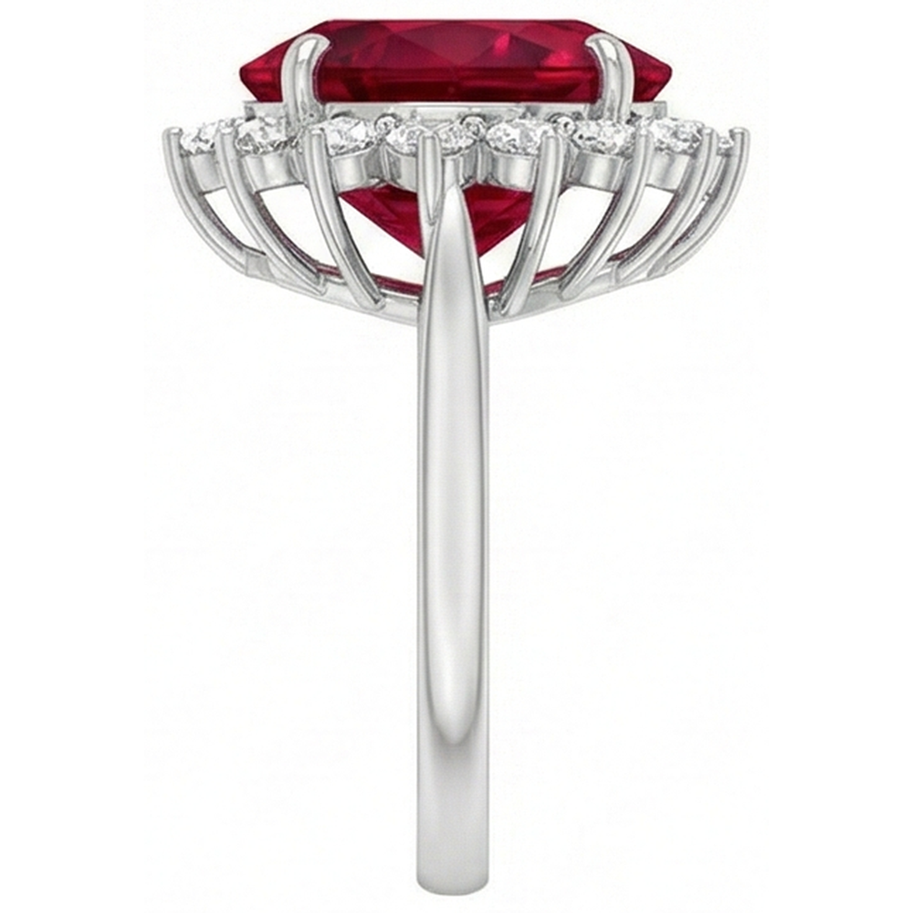 10.75 Carats Heart Shaped Red Aaa Ruby With Natural Earth Mined Diamond ( Not Lab Grown )  Ring