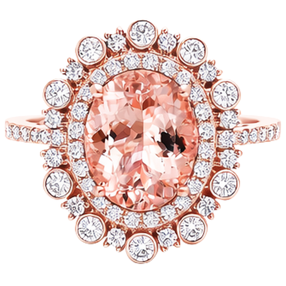 10.75 Ct Morganite And Natural Earth Mined Diamond ( Not Lab Grown )s Anniversary Ring Gold Rose 14K