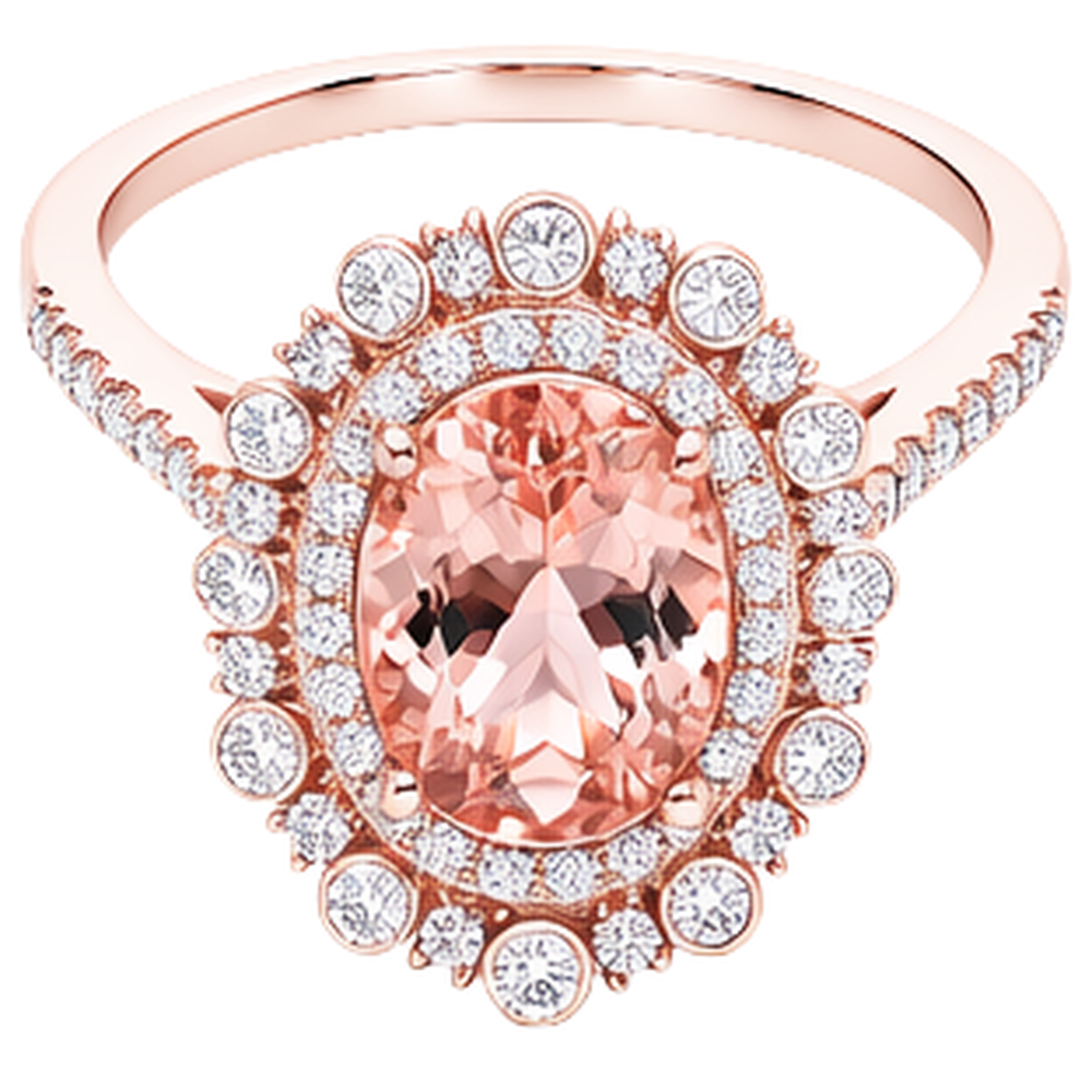 10.75 Ct Morganite And Natural Earth Mined Diamond ( Not Lab Grown )s Anniversary Ring Gold Rose 14K