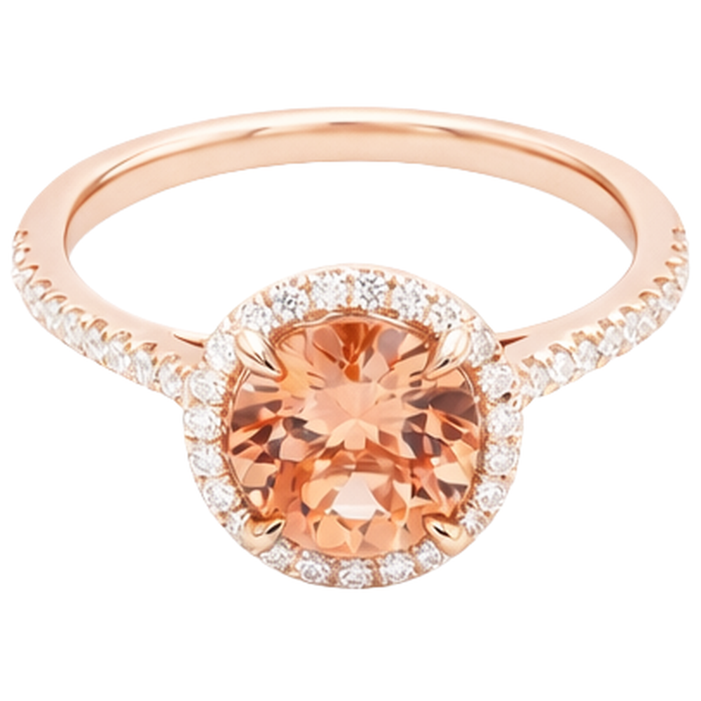 10.75 Ct Solitaire With Accent Morganite And Natural Earth Mined Diamond ( Not Lab Grown )s Ring Gold 14K
