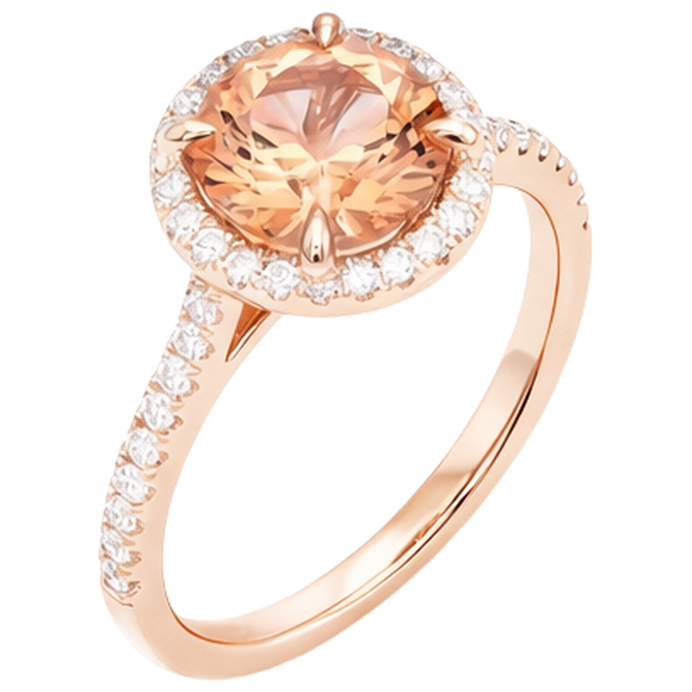 10.75 Ct Solitaire With Accent Morganite And Natural Earth Mined Diamond ( Not Lab Grown )s Ring Gold 14K