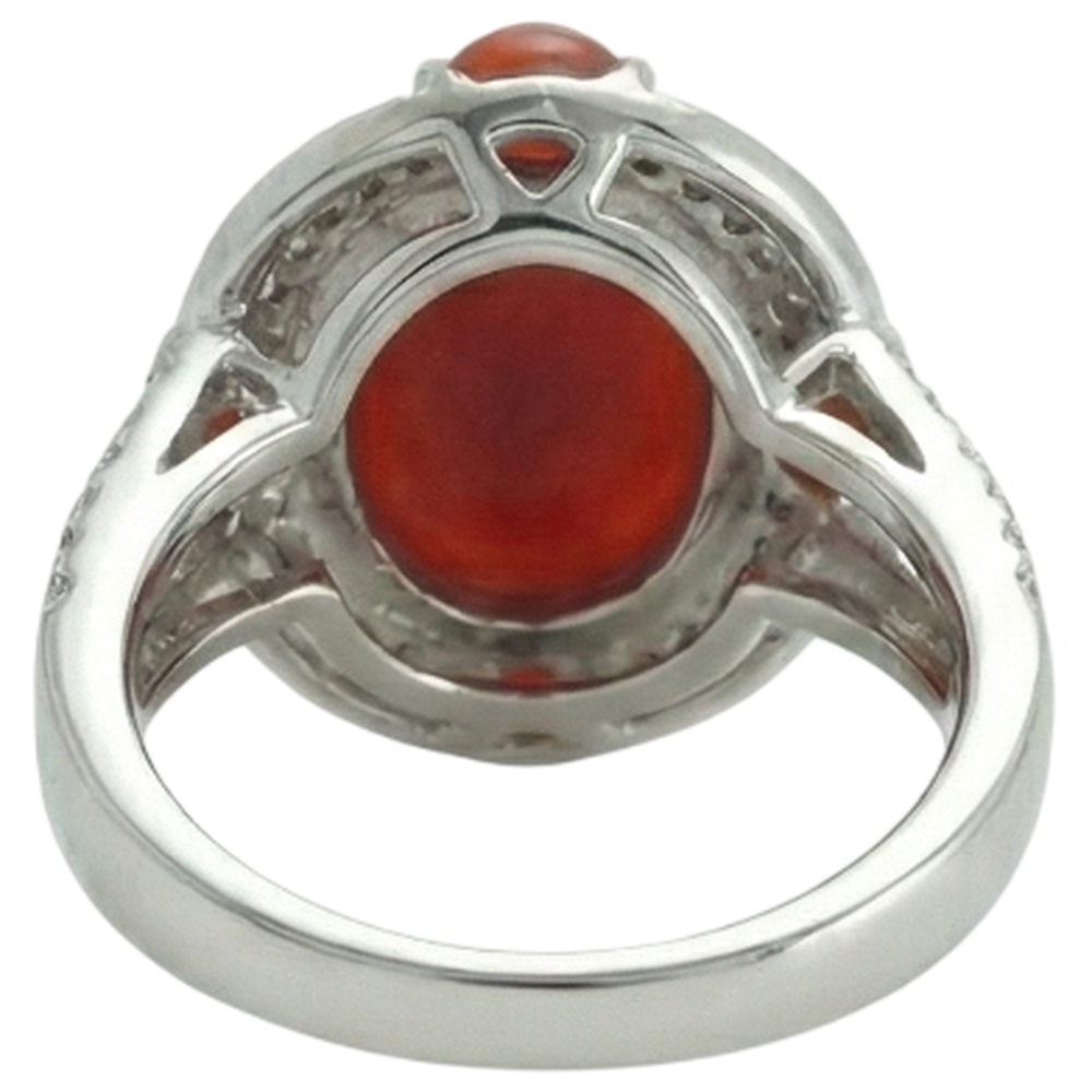 10 Ct Coral And Natural Earth Mined Diamond ( Not Lab Grown )s Engagement Ring White Gold 14K