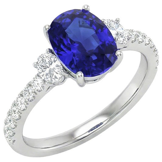 10 Ct Oval Sapphire Natural Earth Mined Diamond ( Not Lab Grown ) Ring