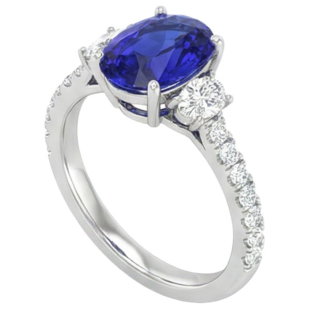 10 Ct Oval Sapphire Natural Earth Mined Diamond ( Not Lab Grown ) Ring