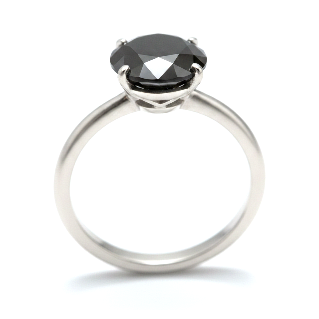 Black Diamond Jewellery 5 Carat Genuine Round Solitaire Plain Ring 14K White Gold