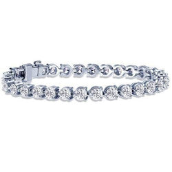 10.50 Carats Prong Set Round Lab Grown Diamonds Tennis Bracelet Gold Jewelry