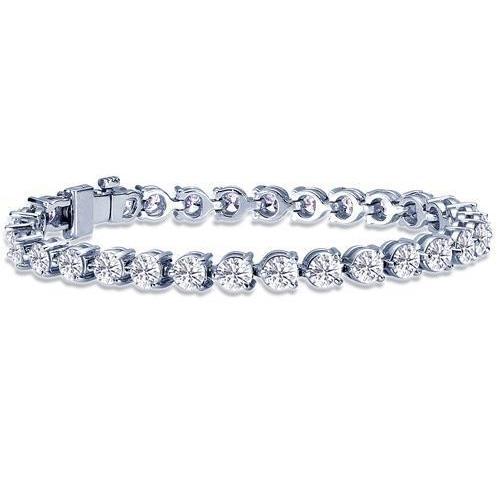 10.50 Carats Prong Set Round Lab Grown Diamonds Tennis Bracelet Gold Jewelry
