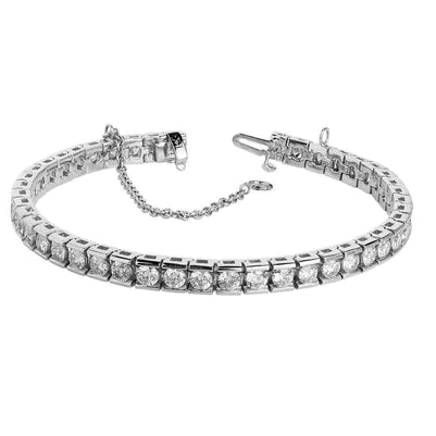 10.50 Carats Round Cut Lab Grown Diamonds Channel Set Bracelet White Gold 14K