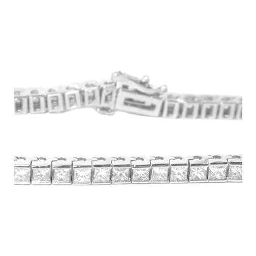 10.50 Ct Princess Cut Lab Grown Diamond Tennis Bracelet Solid White Gold 14K