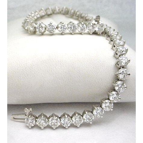 10.50 Ct Prong Set Round Lab Grown Diamond Tennis Bracelet White Gold 14K