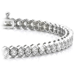 10.50 Ct Round Cut  Lab Grown Diamond Tennis Bracelet White Gold 14K Fine Jewelry