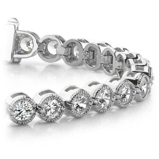 10.50 Ct Round Cut Lab Grown Diamond Women Tennis Bracelet White Gold Sparkling- Tennis Bracelet-harrychadent.ca
