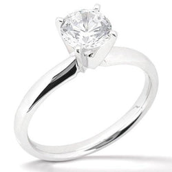 1 Carat Round Natural Earth Mined Diamond Solitaire Engagement Ring White Gold 14K