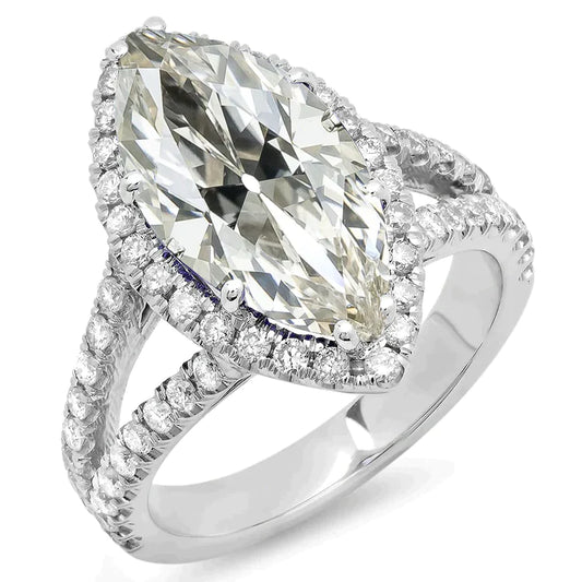 10 Carat Split Shank Marquise Natural Diamond Ring