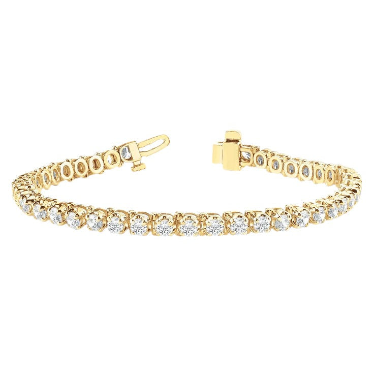 10 Carats Genuine Women Diamond Tennis Bracelet Yellow Gold 14K