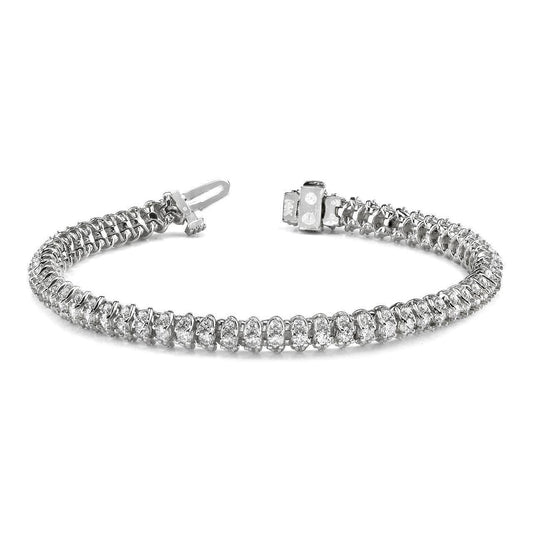 10 Carats Round Genuine Diamonds Scoop Link Bracelet White Gold 14K