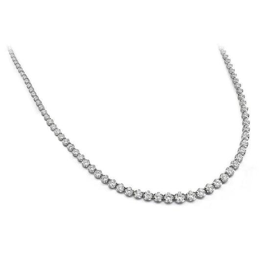 10 Carats Round Genuine Diamonds Tennis Necklace White Gold 14K