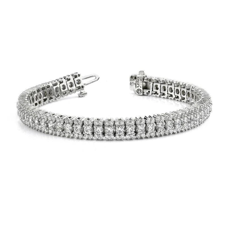 10 Carats Round Natural Diamond Tennis Bracelet Gold White 