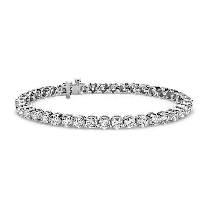 10 Carats Round Real Diamond Tennis Bracelet 40 Stones White Gold 14K