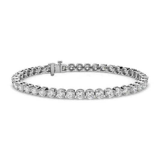 10 Carats Round Real Diamond Tennis Bracelet 40 Stones White Gold 14K