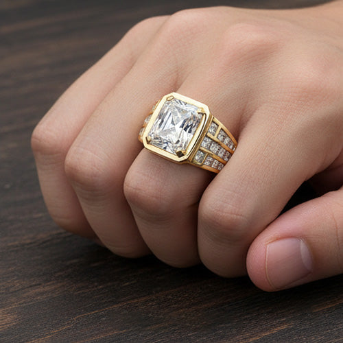Sophisticated Brilliant Diamond Mens Ring 10 ct – angle view