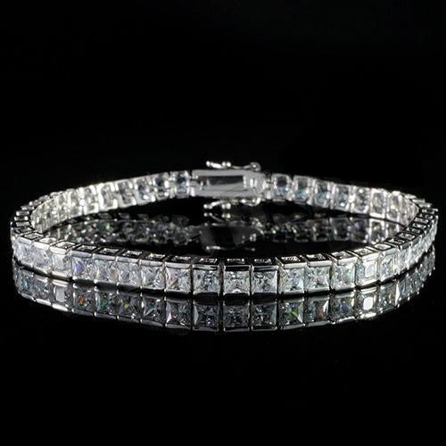 10 Ct Real Princess Cut Diamond Tennis Bracelet Solid Gold Fine Jewelry
