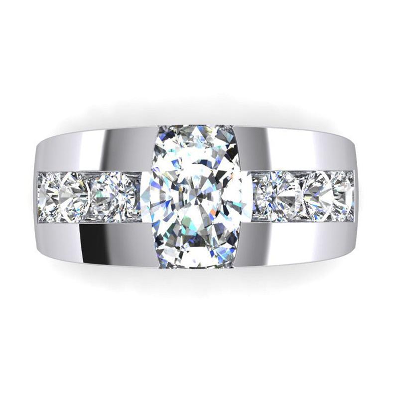 10K Gold Mens Ring Cushion Round Diamond Lab Grown