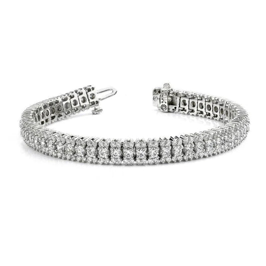 10 Carats Round Lab Grown Diamond Tennis Bracelet Gold White 14K