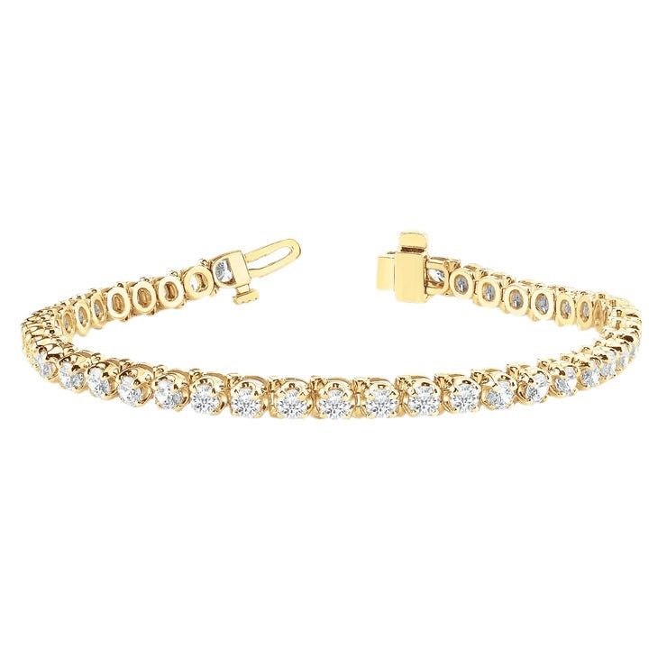 10 Carats Women Lab Grown Diamonds Tennis Bracelet Yellow Gold 14K