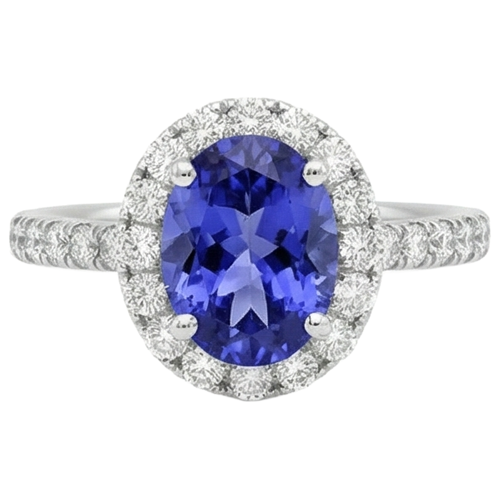 natural round tanzanite 11.25ct ring side angle