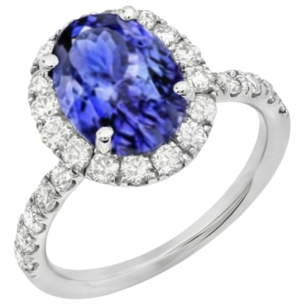 natural round tanzanite 11.25ct ring top view