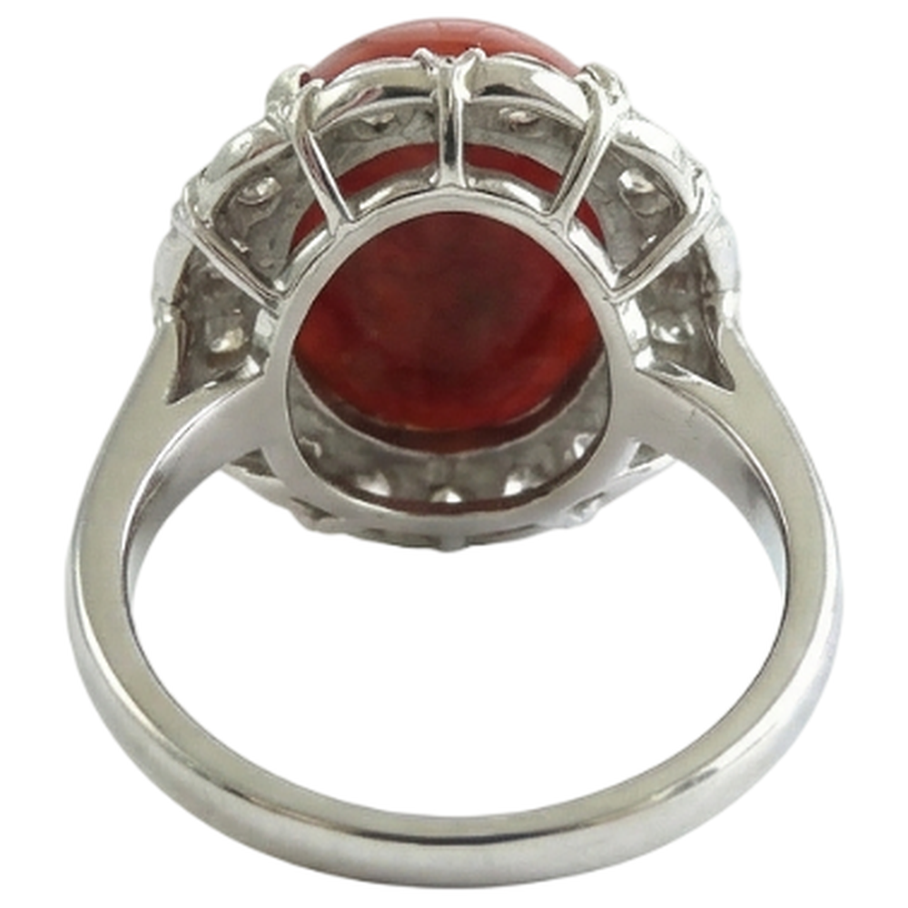 11.25 Ct Round Cut Red Coral And Natural Earth Mined Diamond ( Not Lab Grown )s Wedding Ring 14K Gold