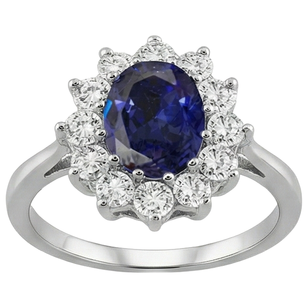 natural round tanzanite 11.75ct ring close up detail