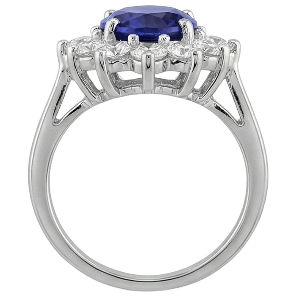 natural round tanzanite 11.75ct ring profile view
