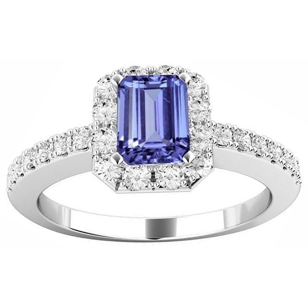 natural round tanzanite 11.75ct ring side angle