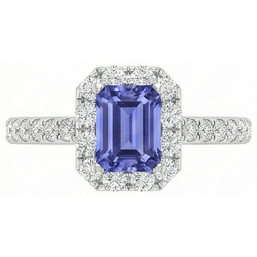 natural round tanzanite 11.75ct ring close up detail