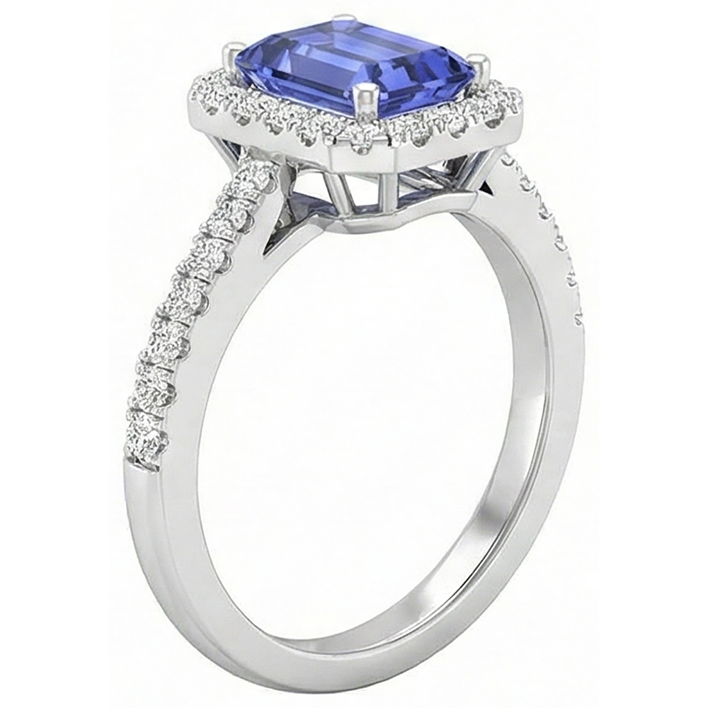 natural round tanzanite 11.75ct ring top view
